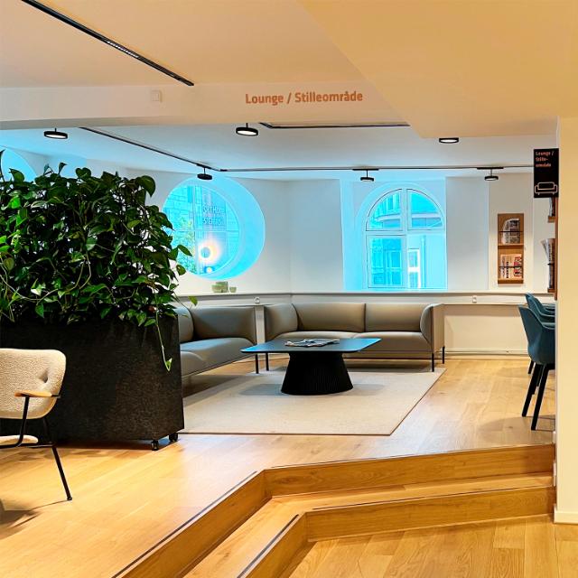 Indret kontoret med bløde sofaer for at skabe en hjemlig og hyggelig stemning på arbejdspladsen
