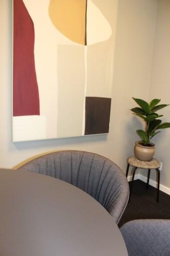 Akustikbilleder i møderummet hjælper med at dæmpe lyden og giver et effektivt møderum