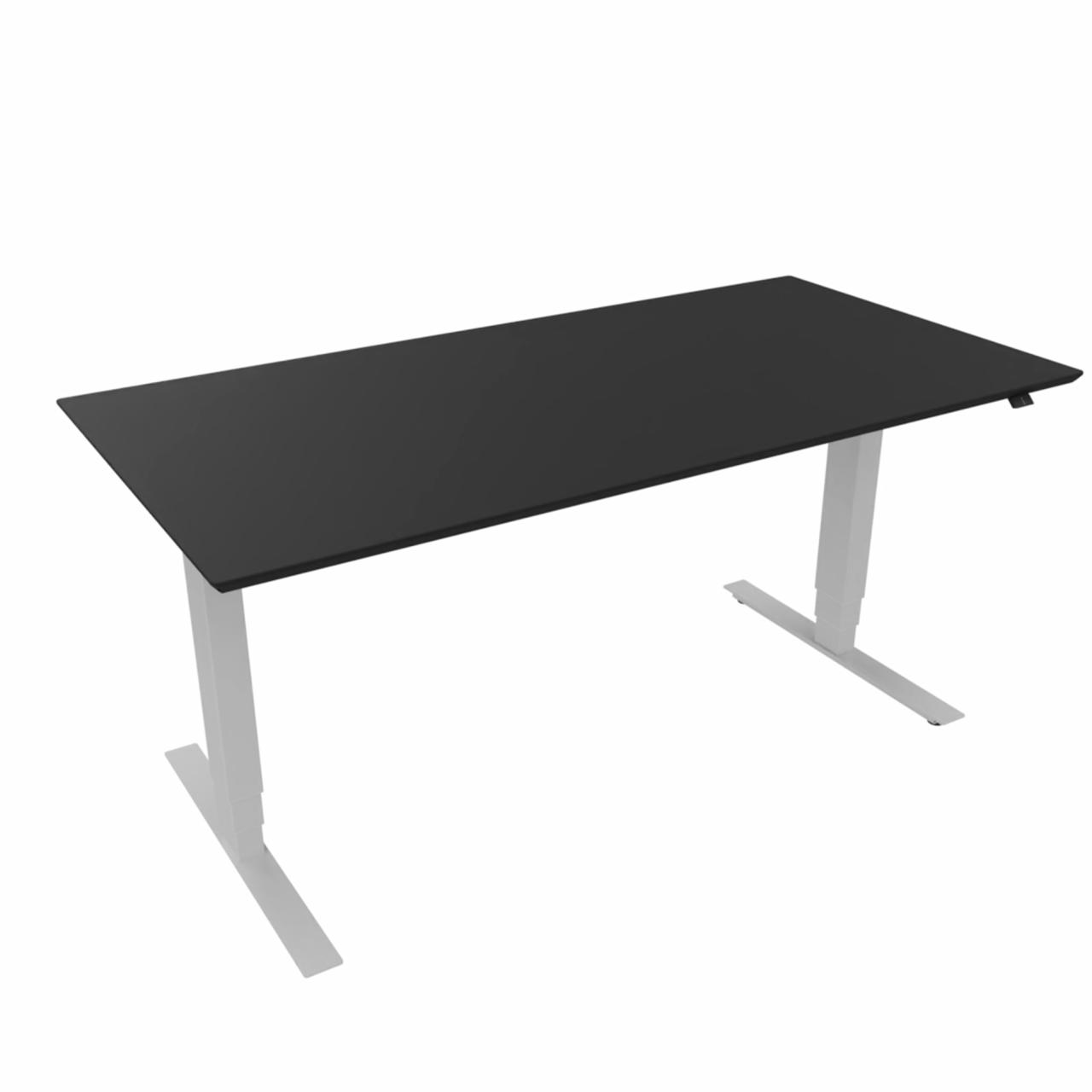 Hæve sænkebord 160x80 sort linoleum/silver DEMOMODEL