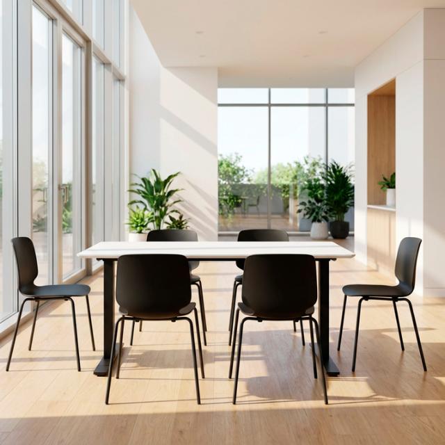 ZOLID EAT 140x80 kantinebord sort/hvid