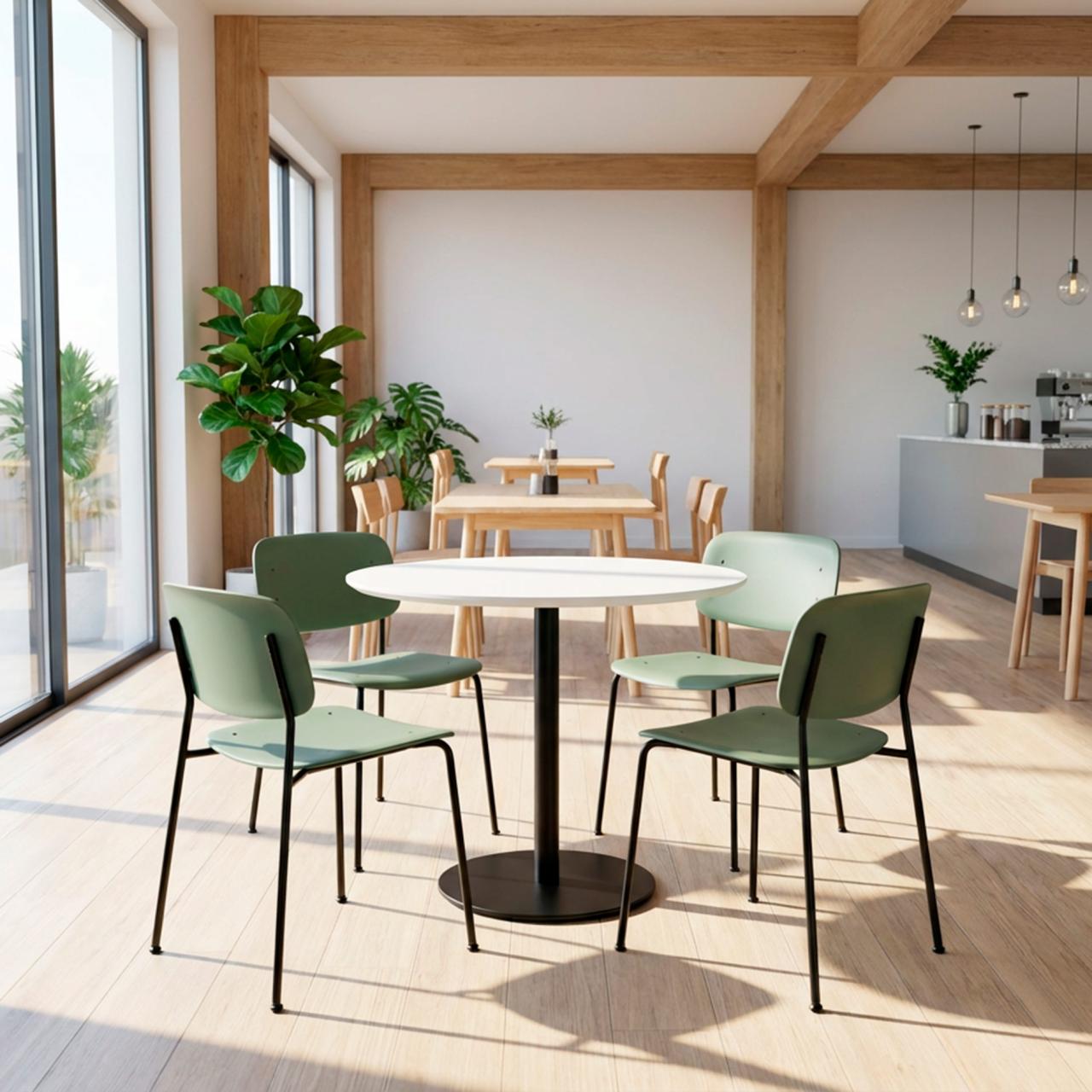 ZOLID EAT Ø80 kantinebord sort/hvid