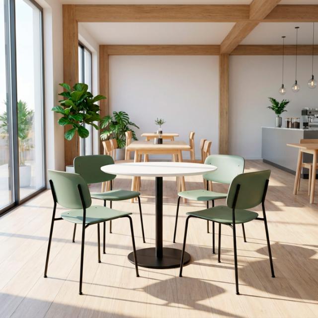 ZOLID EAT Ø80 kantinebord sort/hvid