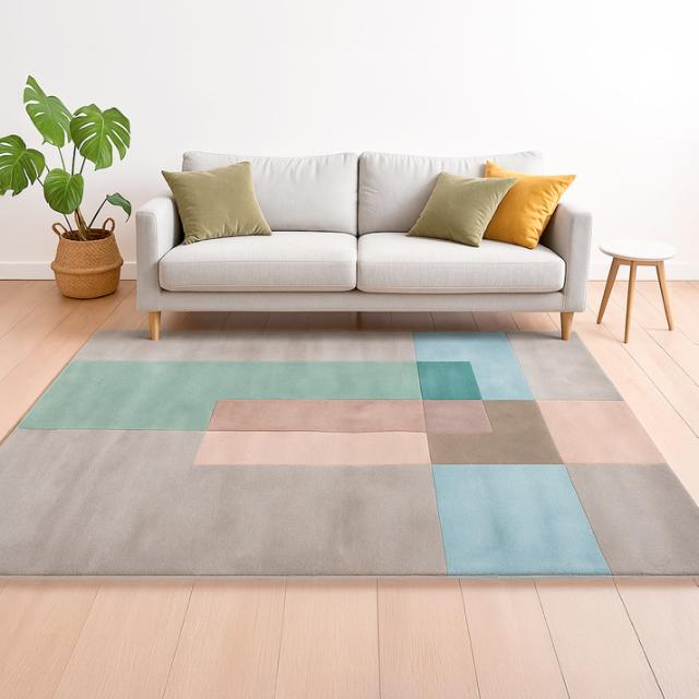 Squares Tones GREEN tæppe 