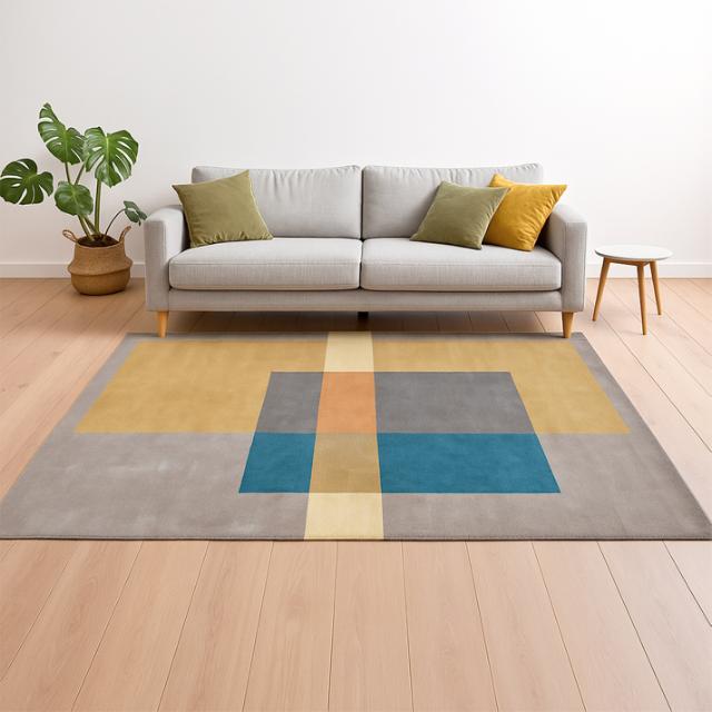 Squares Tones YELLOW tæppe 