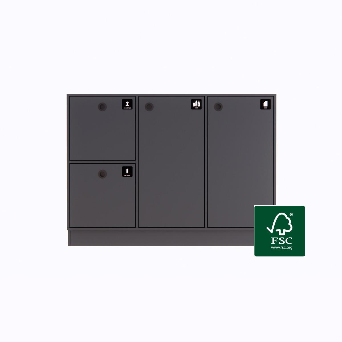 Cube Design affaldssortering 3 rums m. skuffer