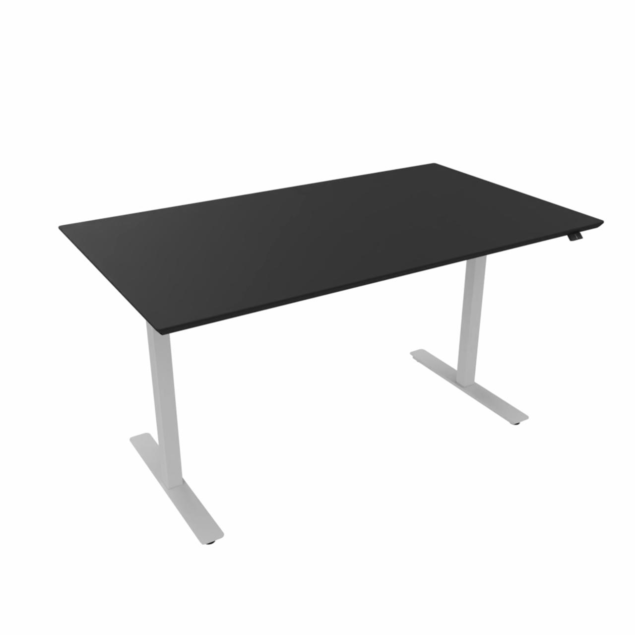 Hæve sænkebord 140x80 silver/sort DEMOMODEL